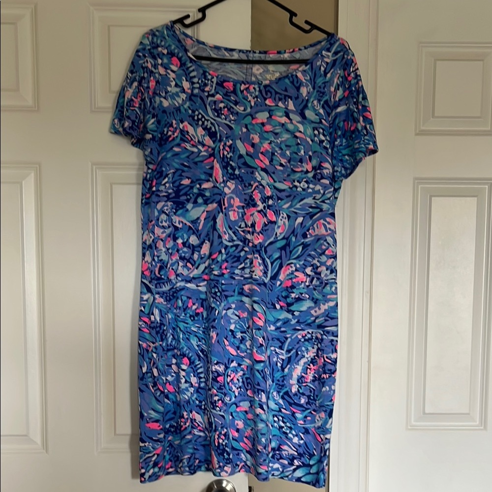 Lily Pulitzer Vibrant Blue and Pink Patterned Dress
